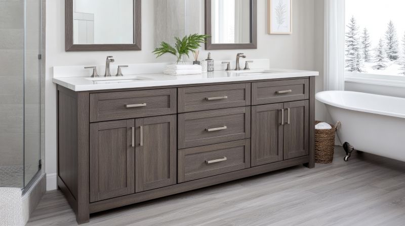 Contemporary Master Bathroom with Double Vanities